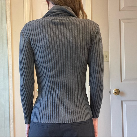 Cowl Neck Sweater, gray, soft, stretchy for multi size fit, w/ sunscreen, Sz S - Picture 6 of 8